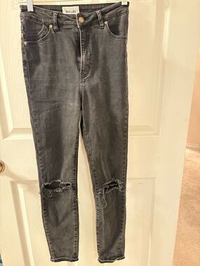 ROLLA'S Washed Black Distressed High-Rise Skinny Jeans